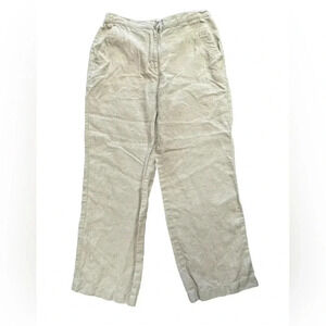 L.L.  Bean Linen Oatmeal Straight Leg Pants Size 12